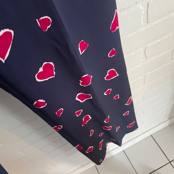 Tara Jarmon Trouser Pants Paulette Midgnight Blue Red Hearts print Pockets Sz 40 - Picture 15 of 15